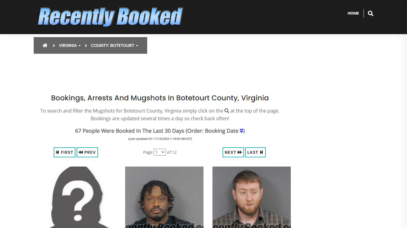 Bookings, Arrests and Mugshots in Botetourt County, Virginia